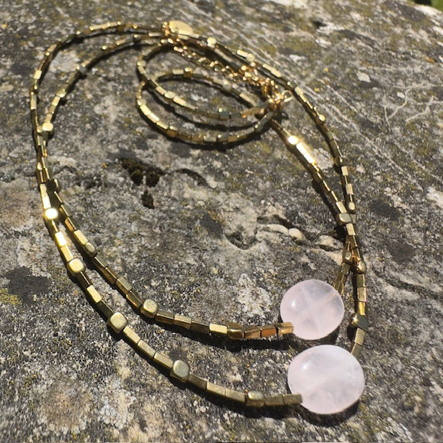 Collier Lily rose (création unique doré)