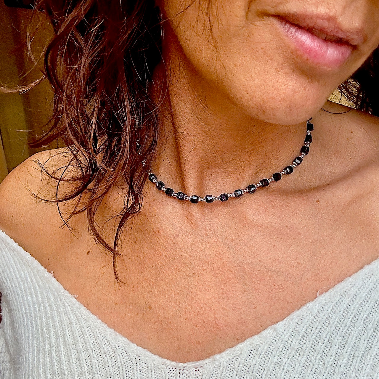 Collier Sigma argenté (création)
