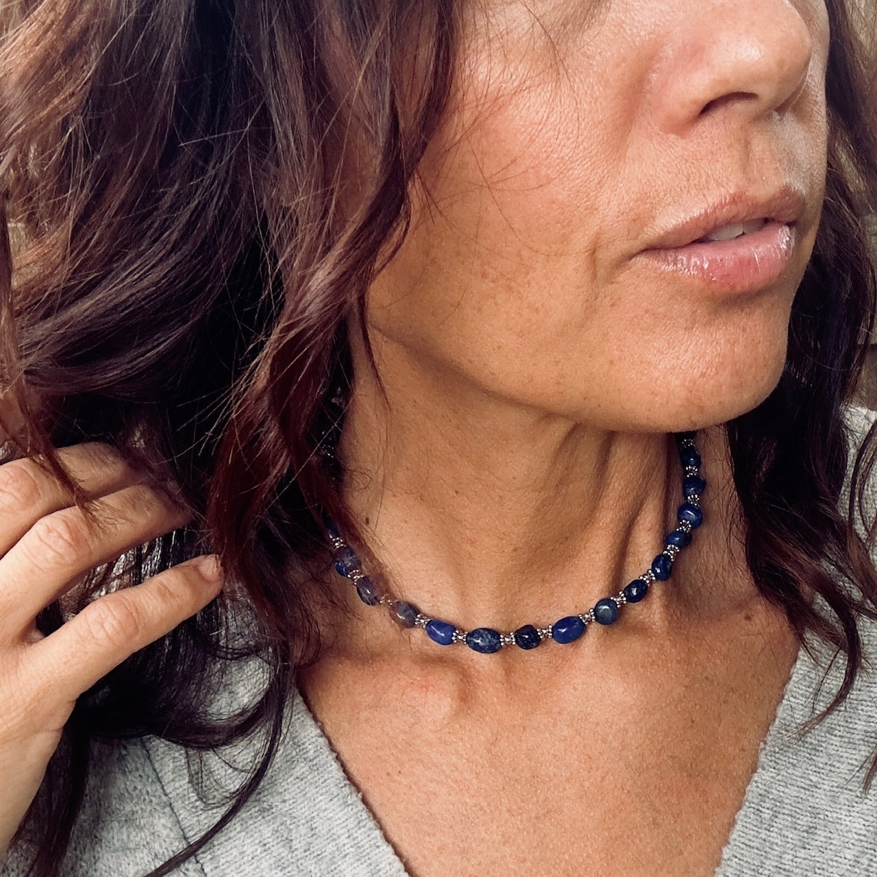 Collier céleste argenté (création)