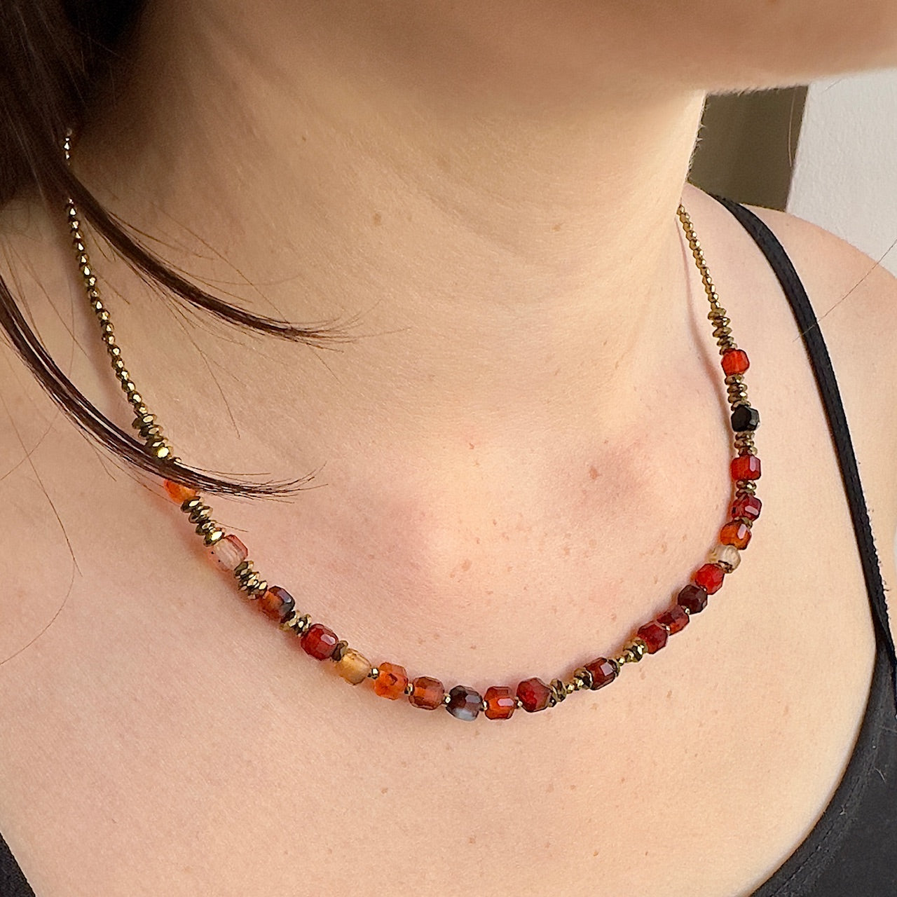 Collier Kate ( création unique) amethyste ou agate rouge