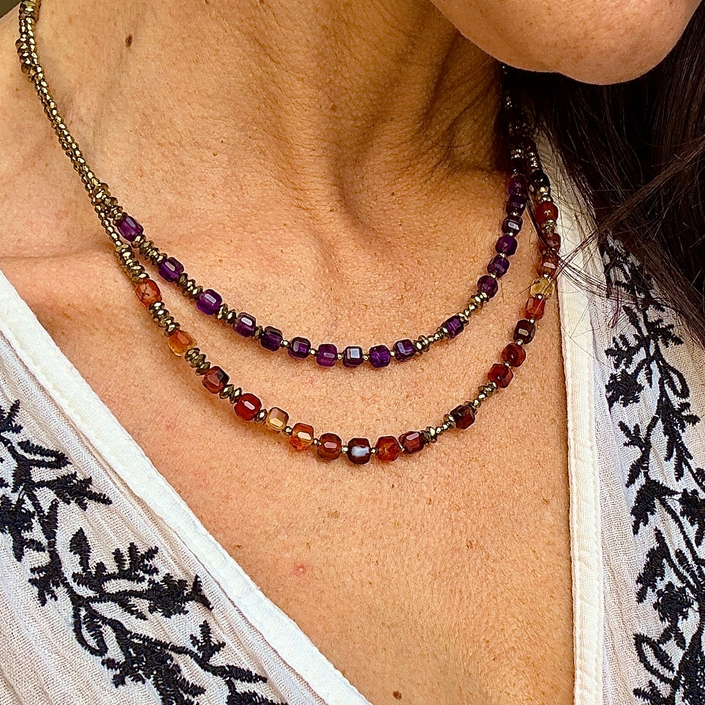 Collier Kate ( création unique) amethyste ou agate rouge