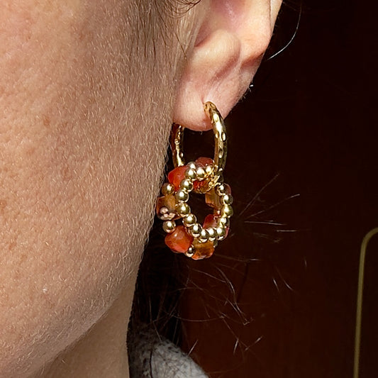 Créoles interchangeables Kate (création )amethyste/agate rouge/grenat