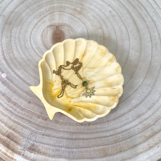 Coupelle à bijoux coquillage jaune.