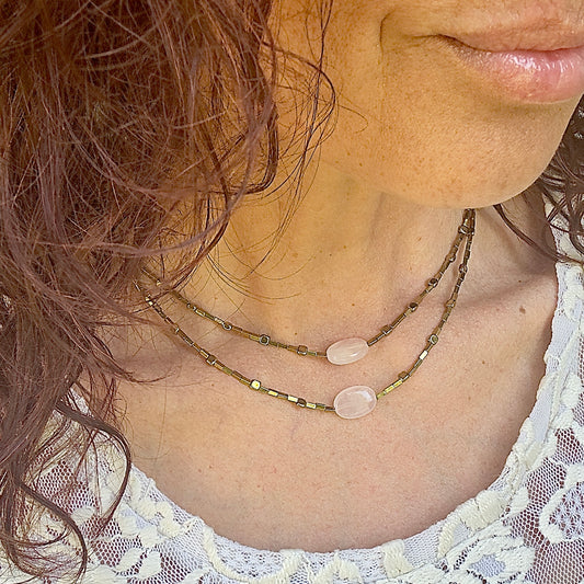 Collier Lily rose (création unique doré)