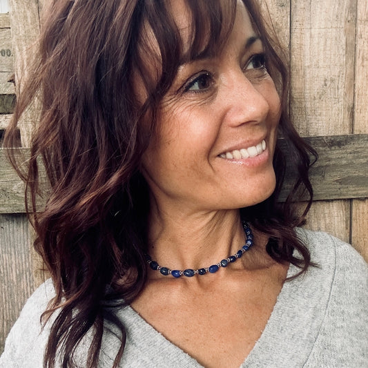 Collier céleste argenté (création)