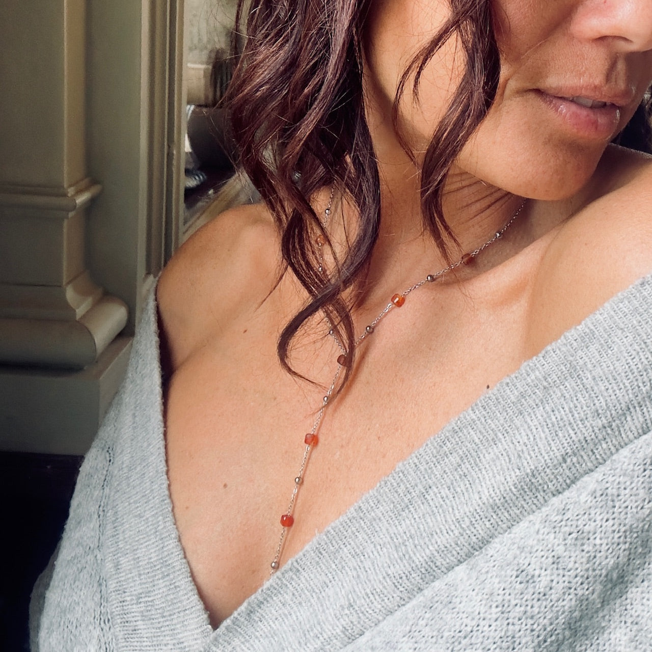 Collier Y Orelle argenté (création)