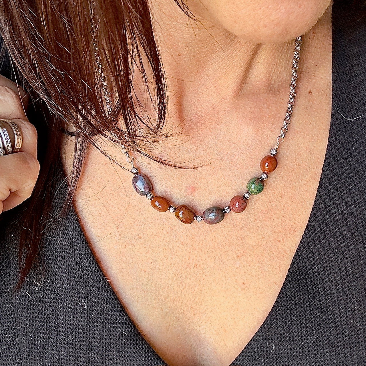 Collier Mauranne argenté(création)