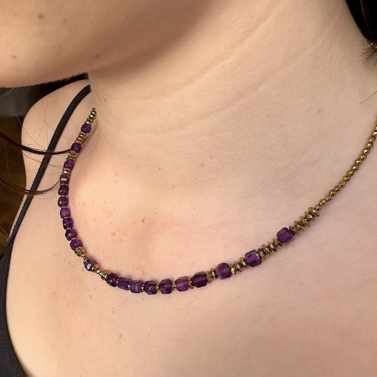 Collier Kate ( création unique) amethyste ou agate rouge