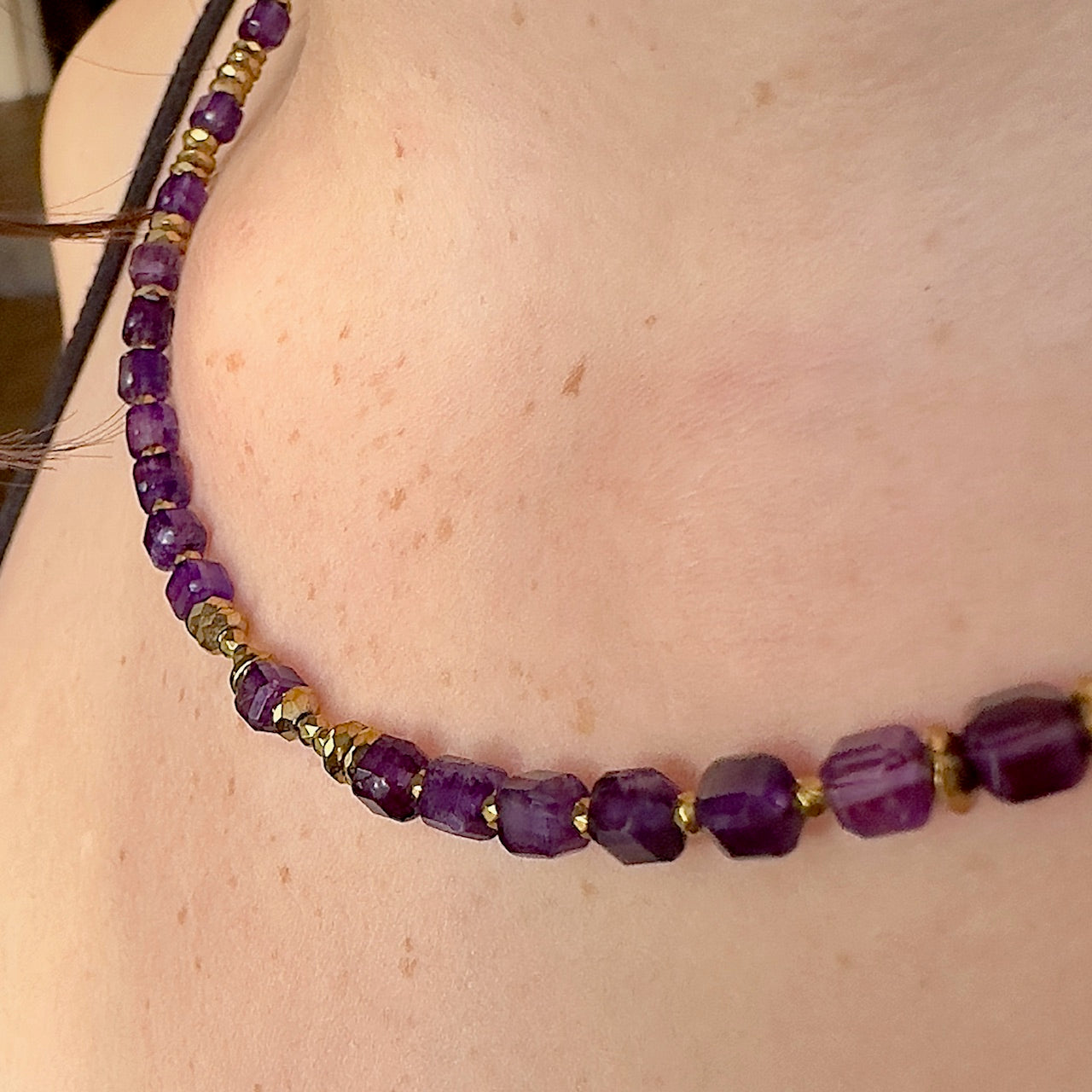 Collier Kate ( création unique) amethyste ou agate rouge