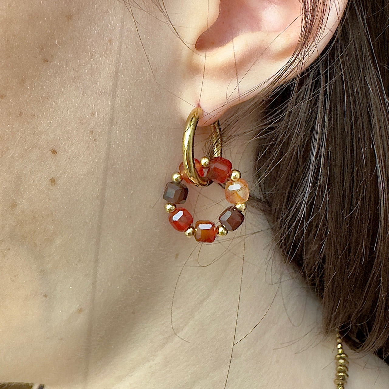 Créoles interchangeables Kate (création unique)amethyste ou agate rouge