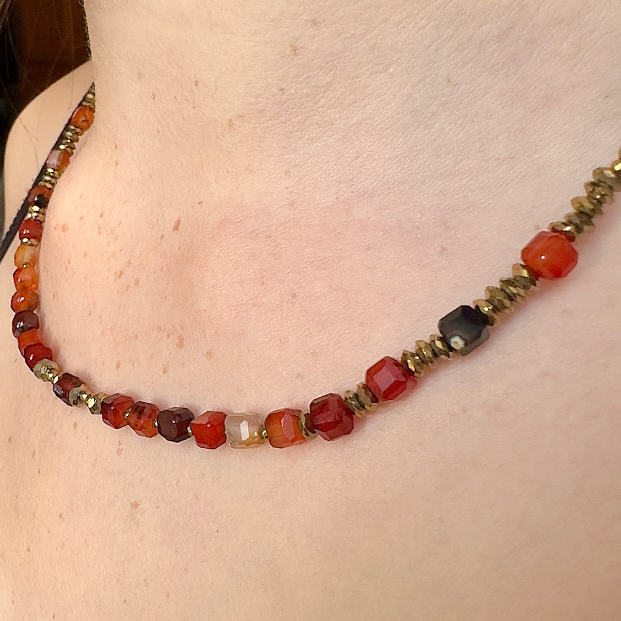 Collier Kate ( création unique) amethyste ou agate rouge