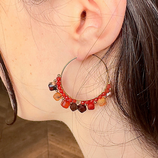 Créoles Kate (création unique) amethyste ou agate rouge