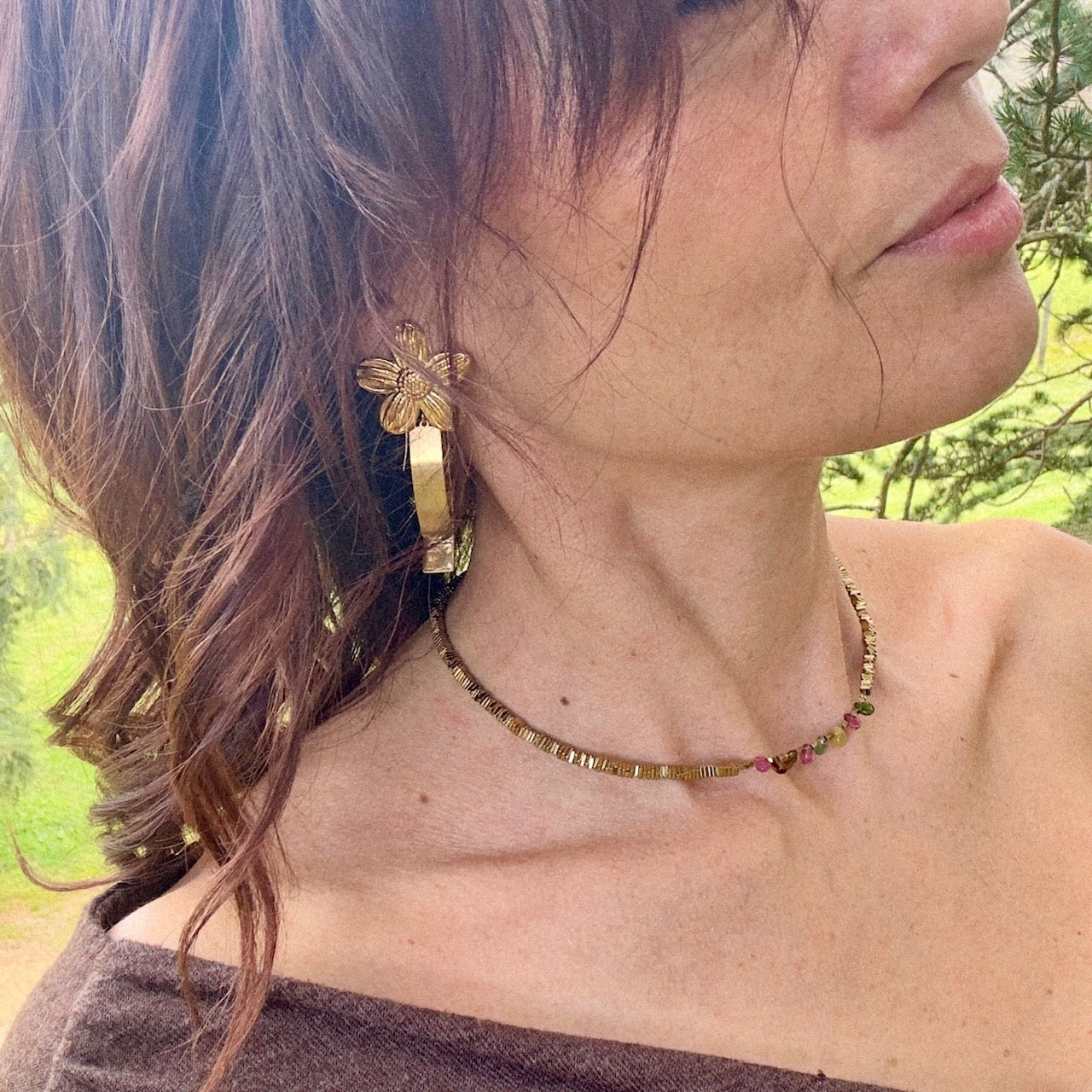 Boucles d'oreilles à clipser Marguerite (création)