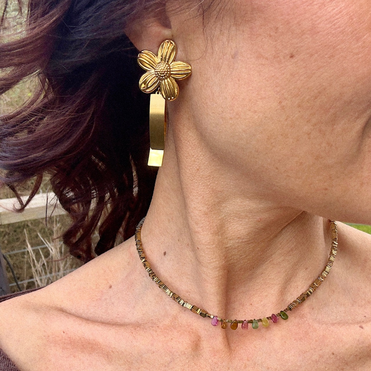 Boucles d'oreilles à clipser Marguerite (création)