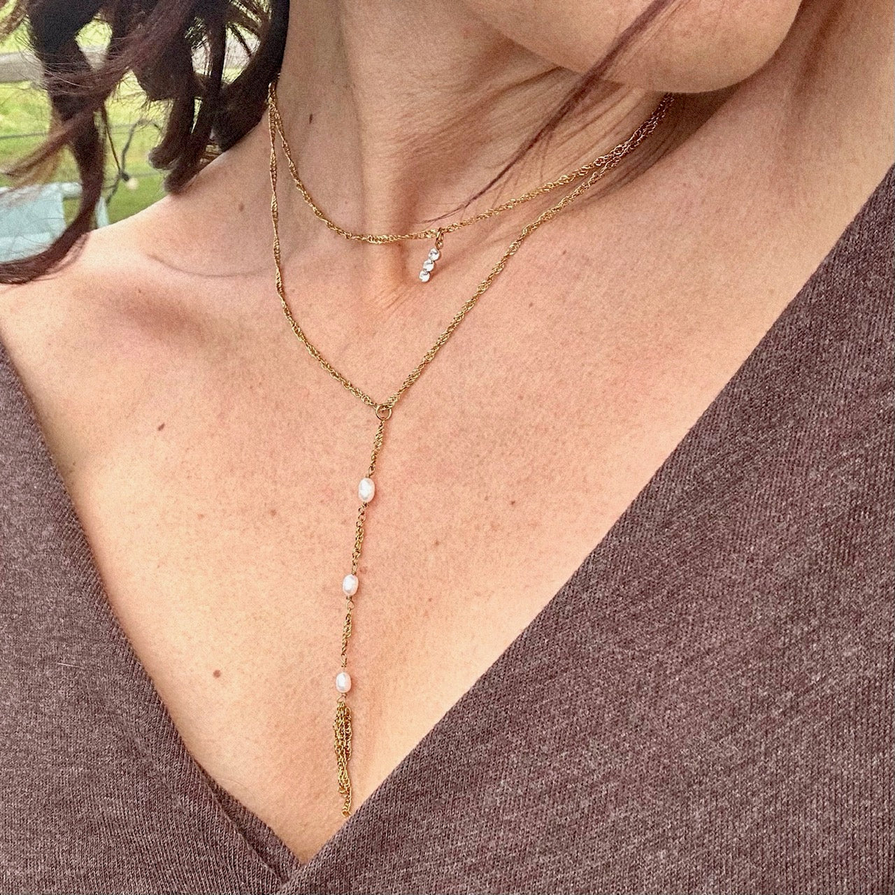 Collier double Y Angie (création)